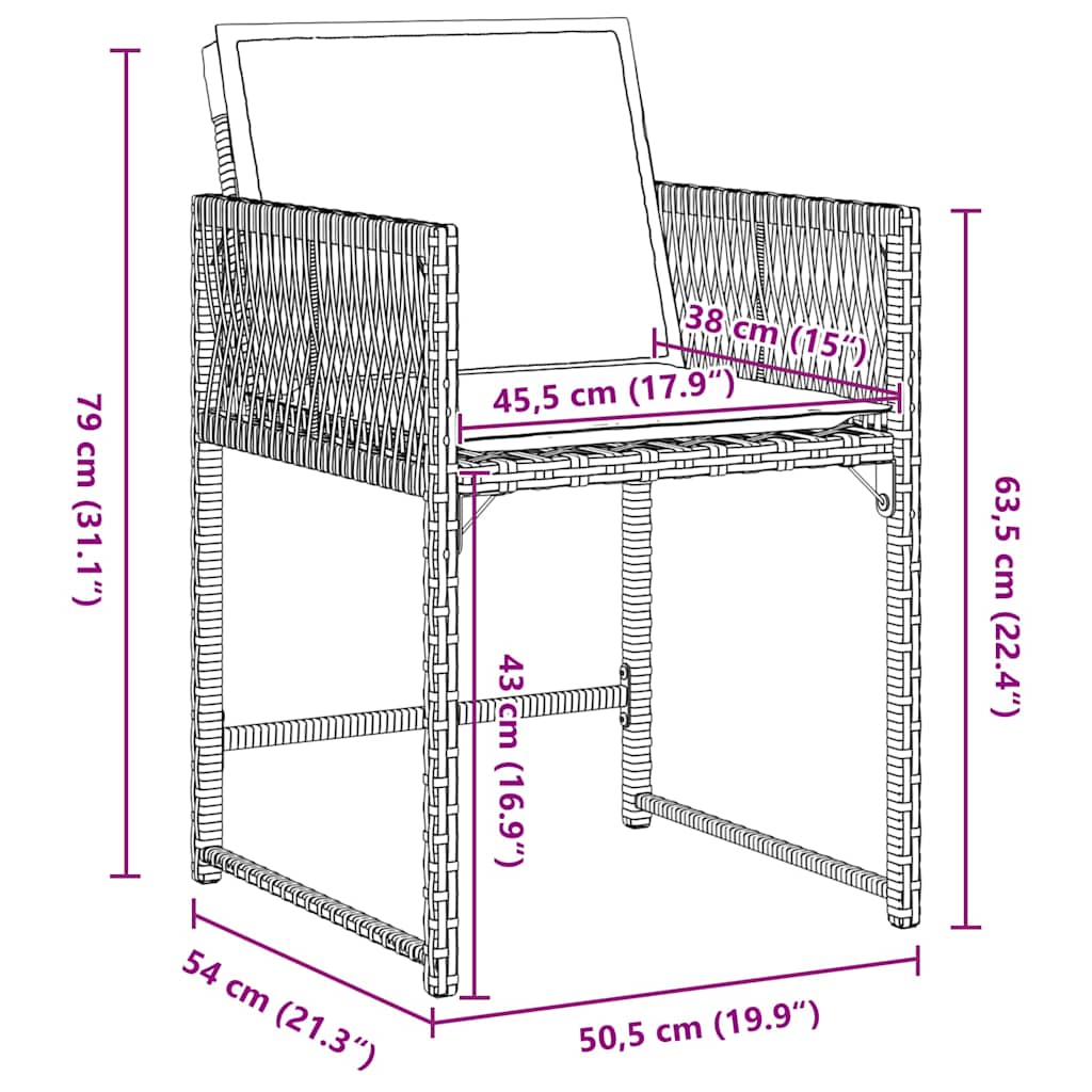Kert étkező szett 5 pcs Bézs polirattan