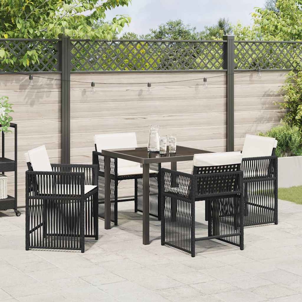 Kert étkező szett 5 pcs Fekete polirattan