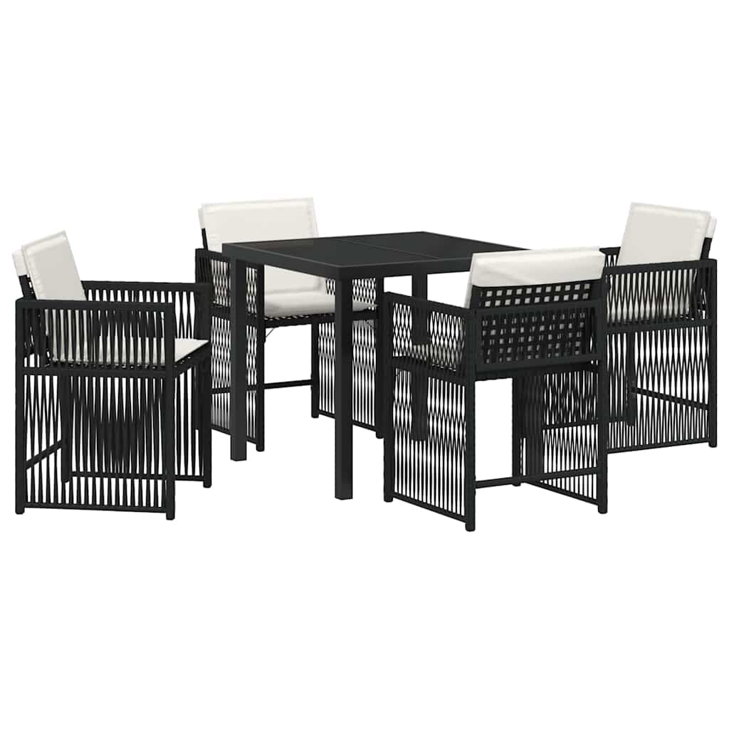 Kert étkező szett 5 pcs Fekete polirattan