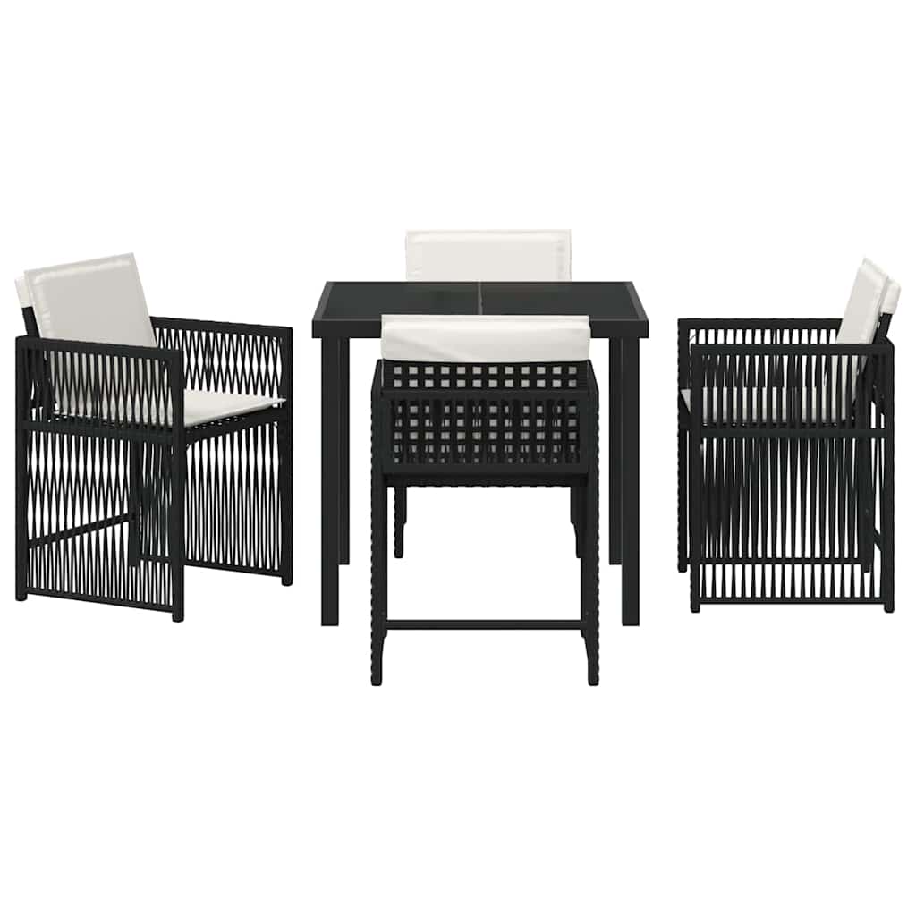 Kert étkező szett 5 pcs Fekete polirattan