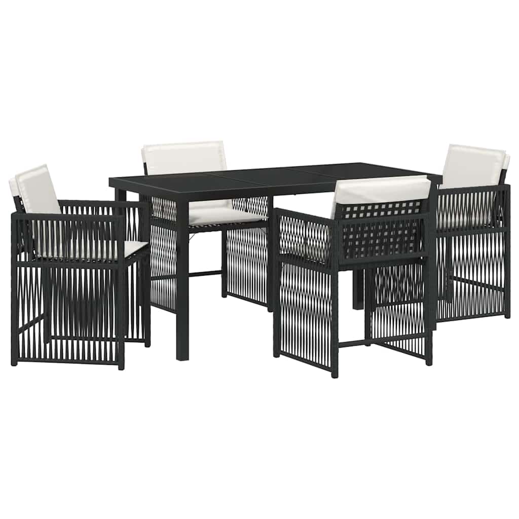 Kert étkező szett 5 pcs Fekete polirattan