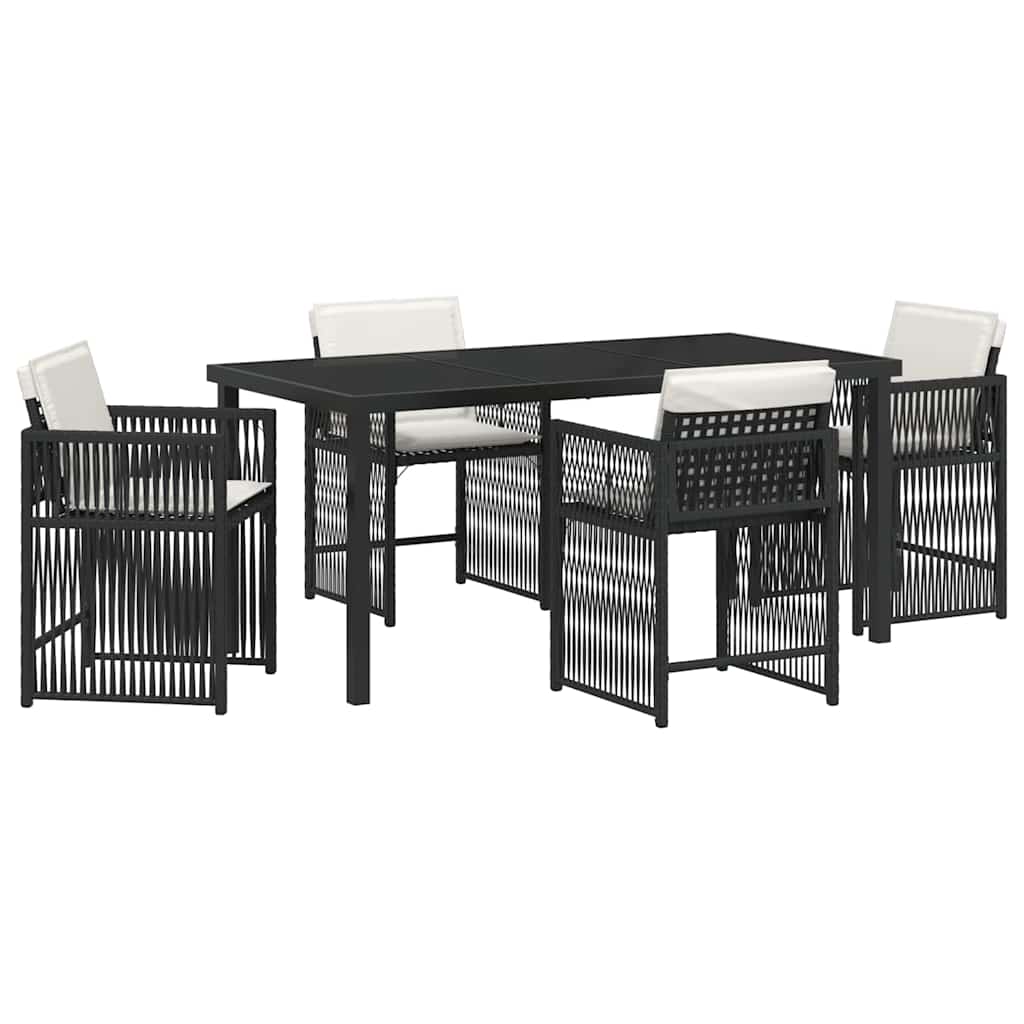 Kert étkező szett 5 pcs Fekete polirattan