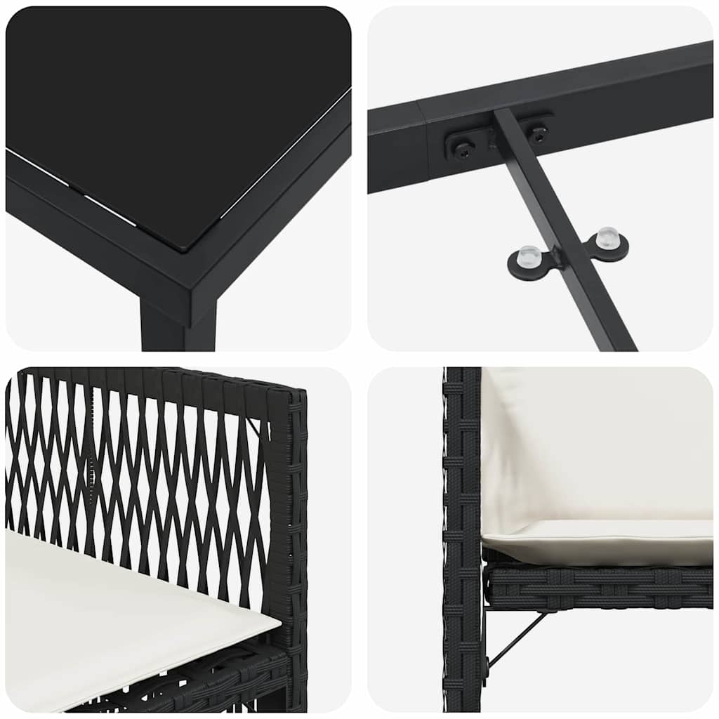 Kert étkező szett 9 pcs Fekete polirattan