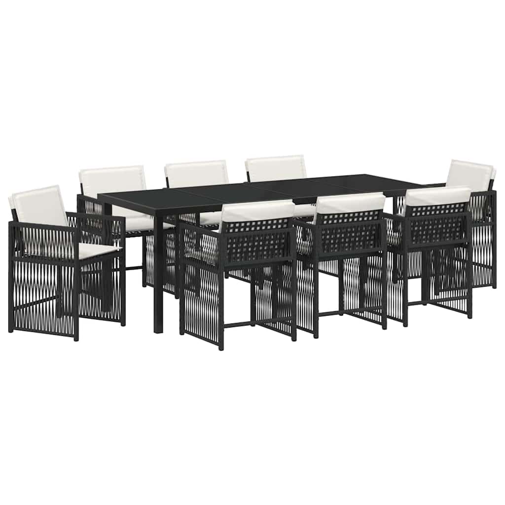 Kert étkező szett 9 pcs Fekete polirattan