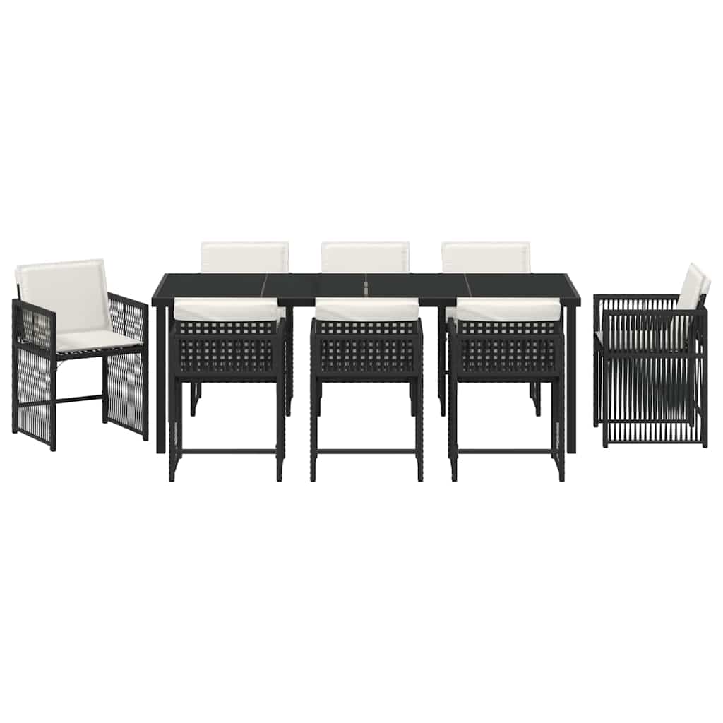 Kert étkező szett 9 pcs Fekete polirattan