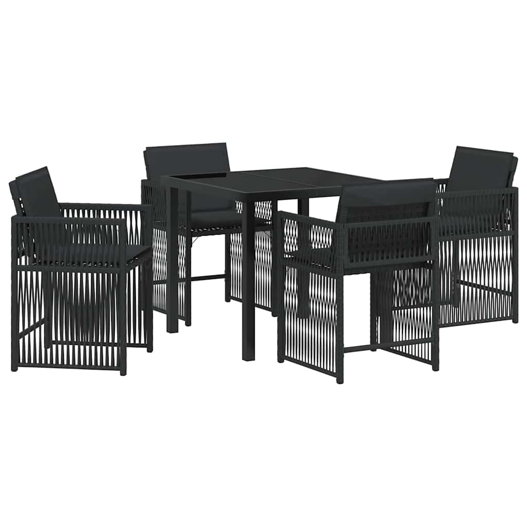 Kert étkező szett 5 pcs Fekete polirattan