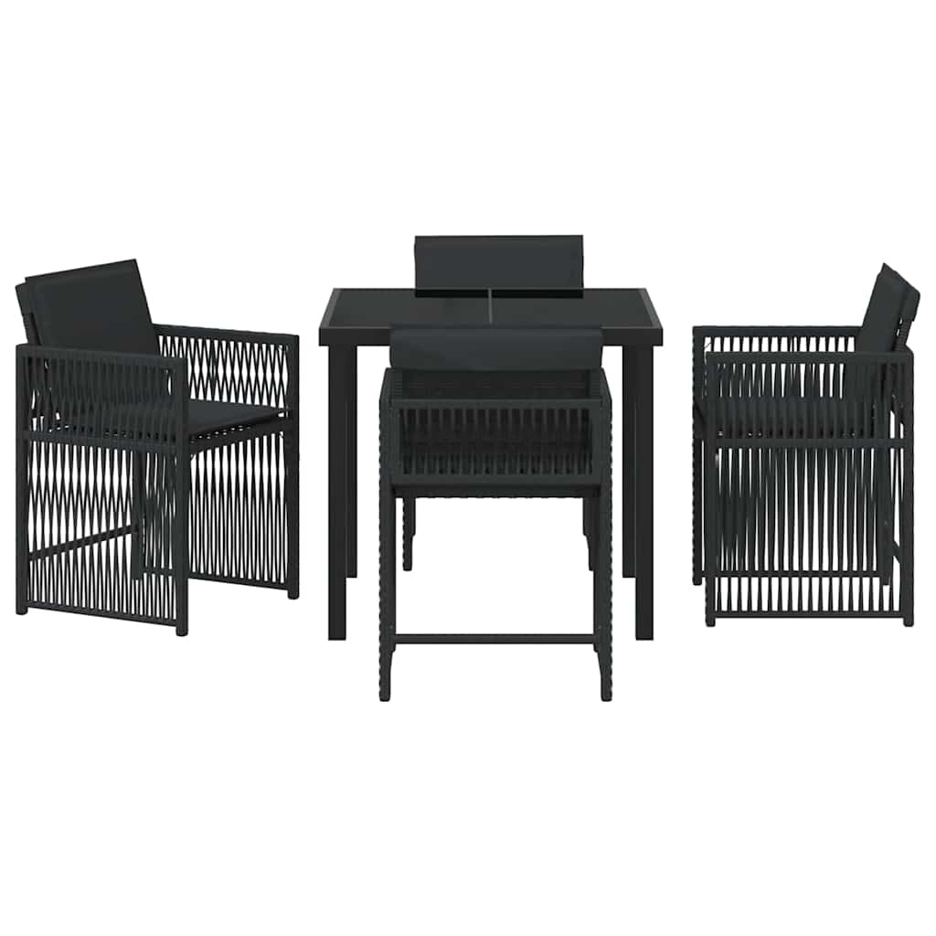 Kert étkező szett 5 pcs Fekete polirattan