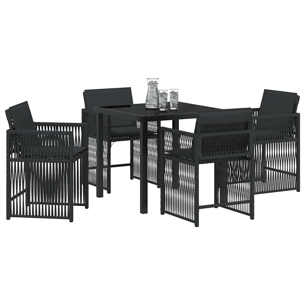 Kert étkező szett 5 pcs Fekete polirattan