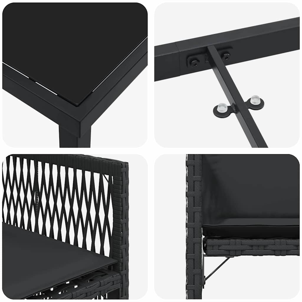 Kert étkező szett 5 pcs Fekete polirattan
