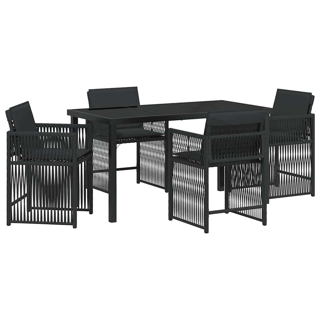 Kert étkező szett 5 pcs Fekete polirattan