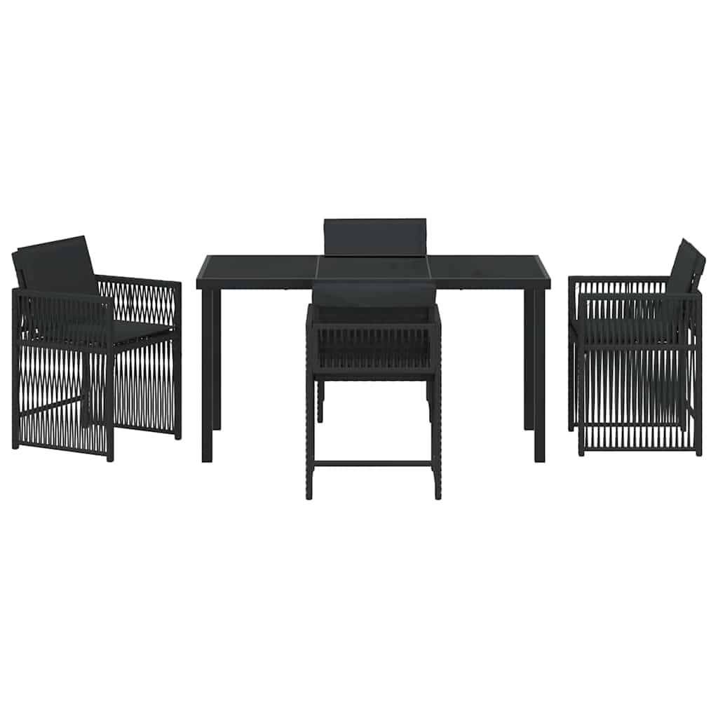 Kert étkező szett 5 pcs Fekete polirattan