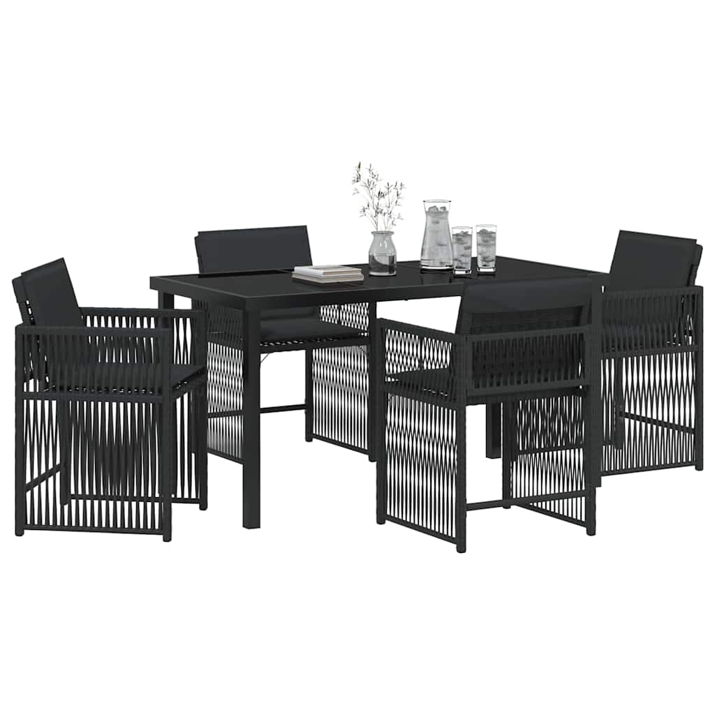 Kert étkező szett 5 pcs Fekete polirattan