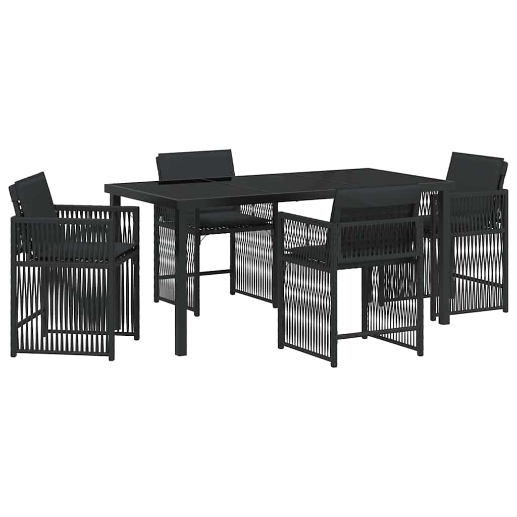 Kert étkező szett 5 pcs Fekete polirattan