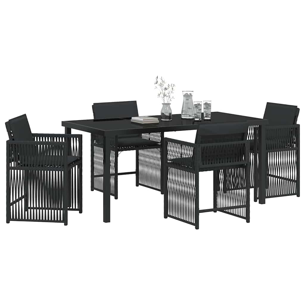 Kert étkező szett 5 pcs Fekete polirattan