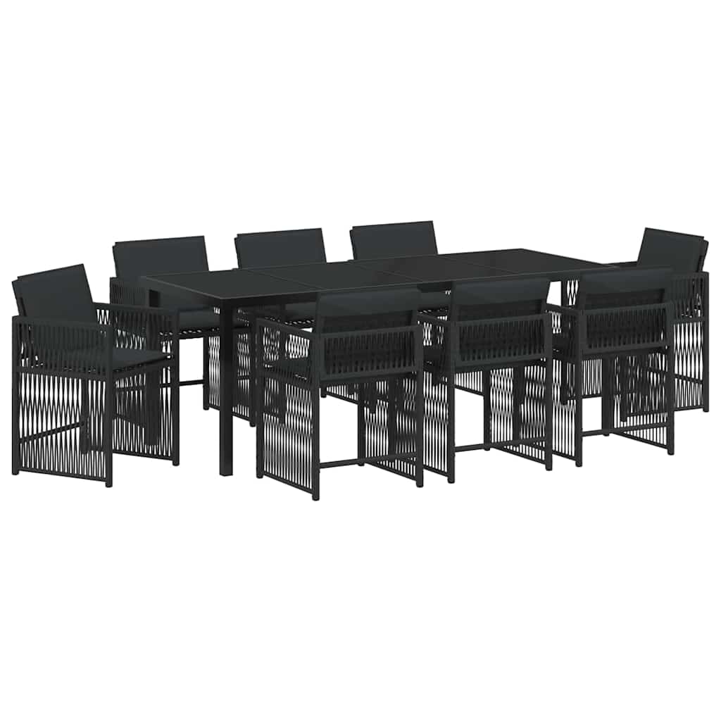 Kert étkező szett 9 pcs Fekete polirattan