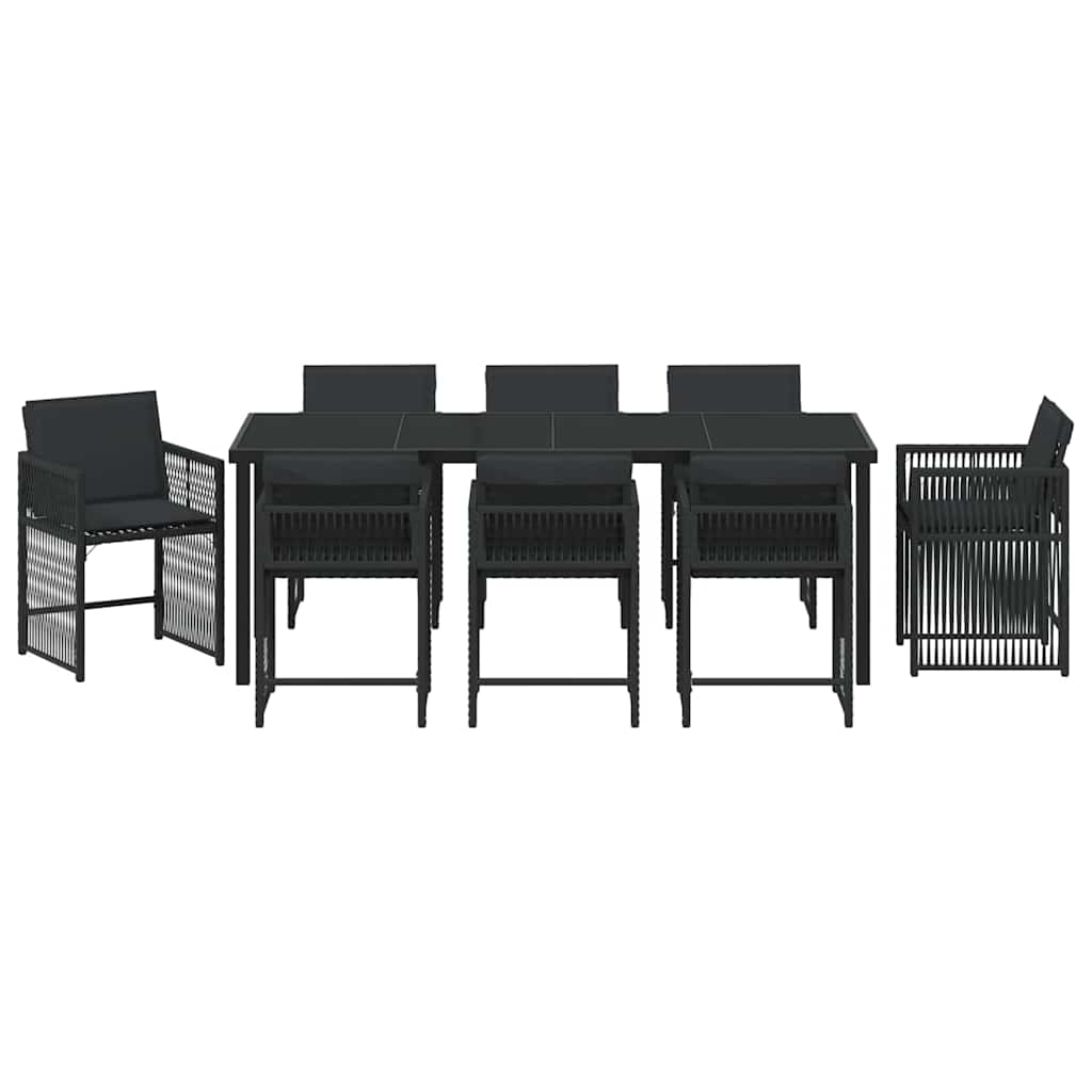Kert étkező szett 9 pcs Fekete polirattan