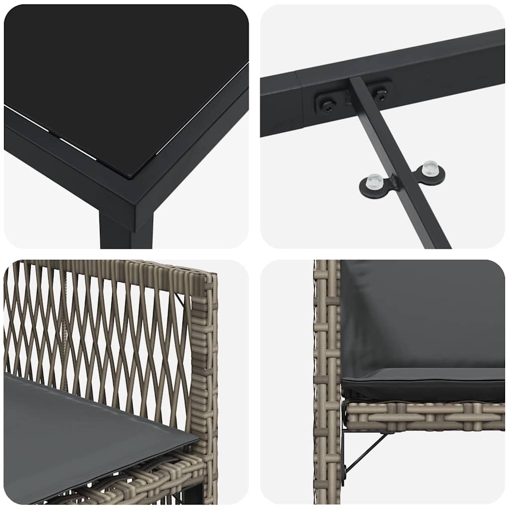 Kert étkező szett 5 pcs Szürke polirattan