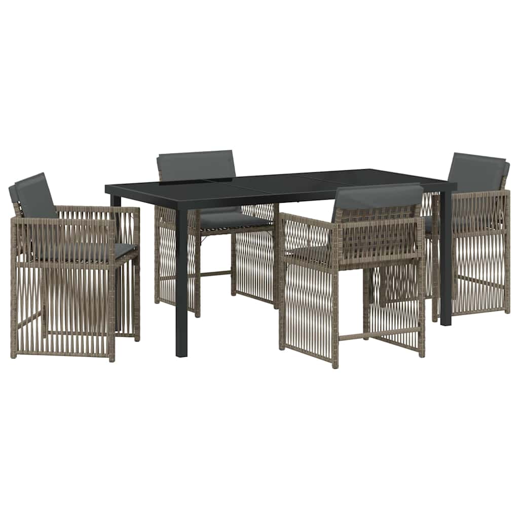 Kert étkező szett 5 pcs Szürke polirattan