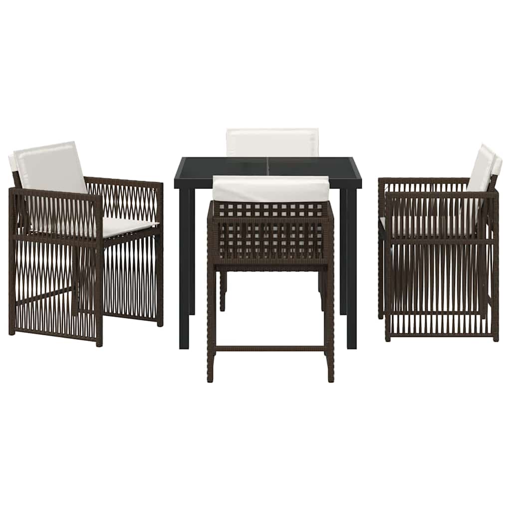 Kert étkező szett 5 pcs Barna polirattan