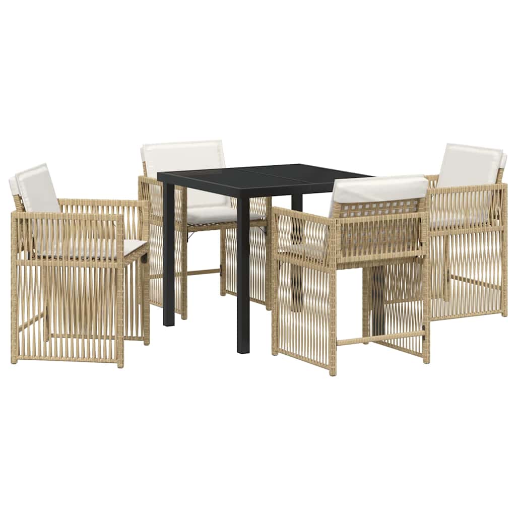 Kert étkező szett 5 pcs Bézs polirattan