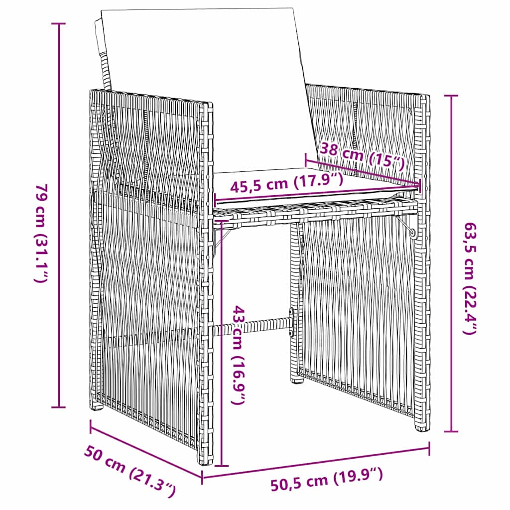 Kert étkező szett 5 pcs Bézs polirattan