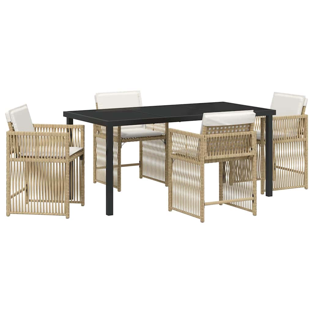 Kert étkező szett 5 pcs Bézs polirattan