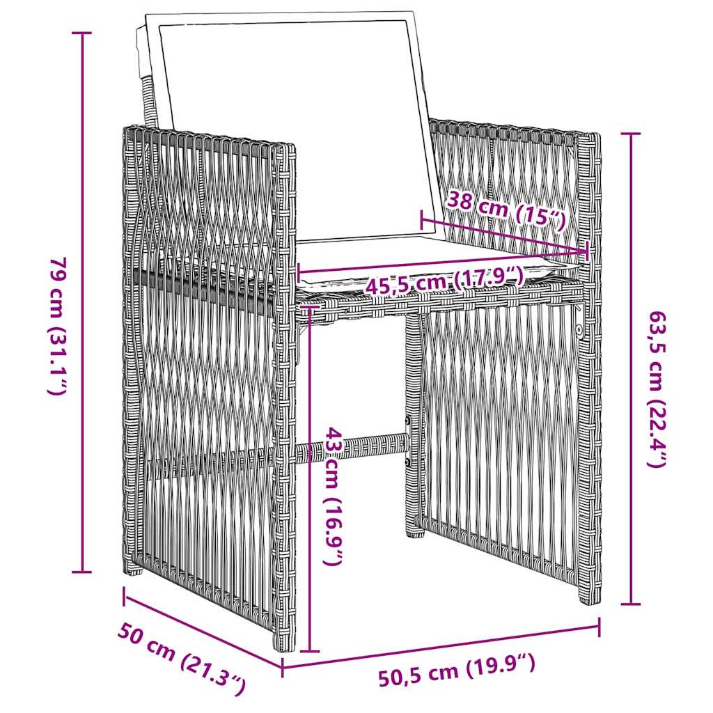 Kert étkező szett 5 pcs Világosszürke polirattan