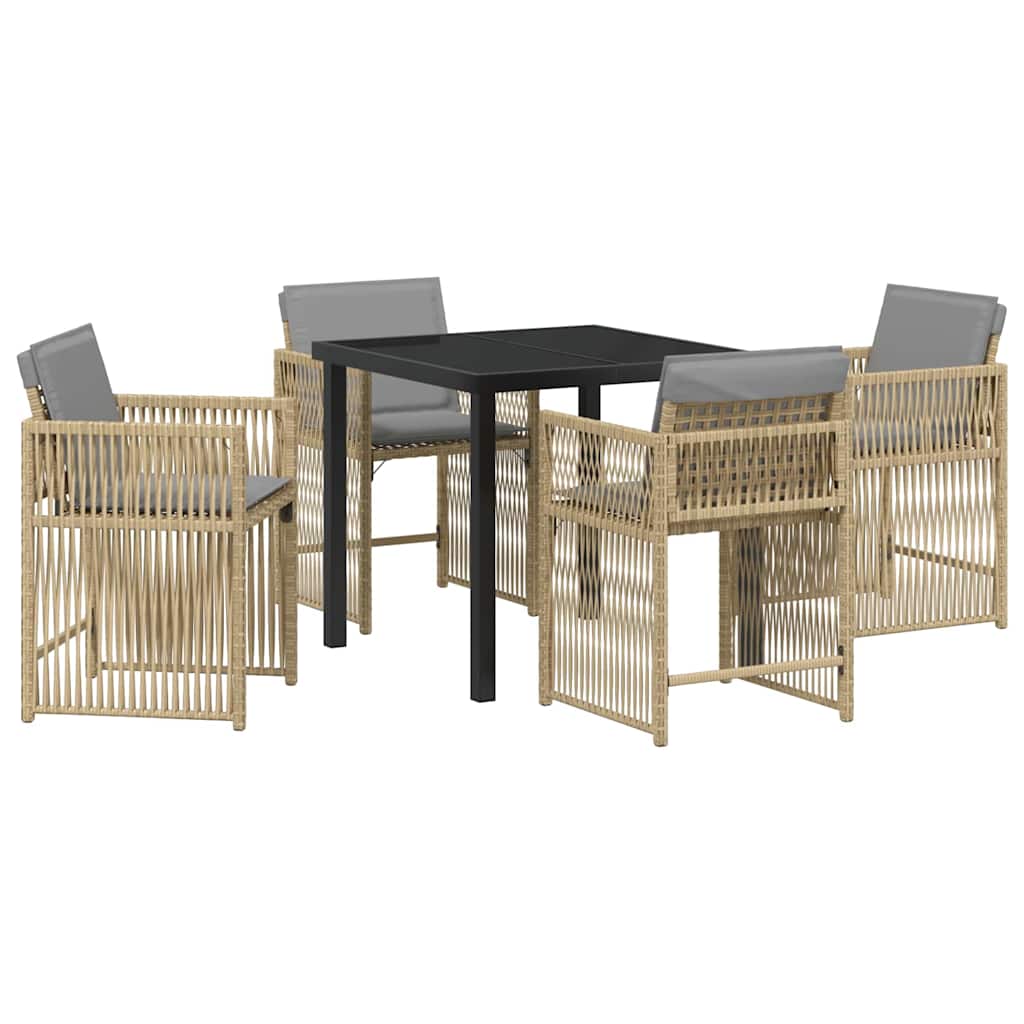 Kert étkező szett 5 pcs Bézs polirattan