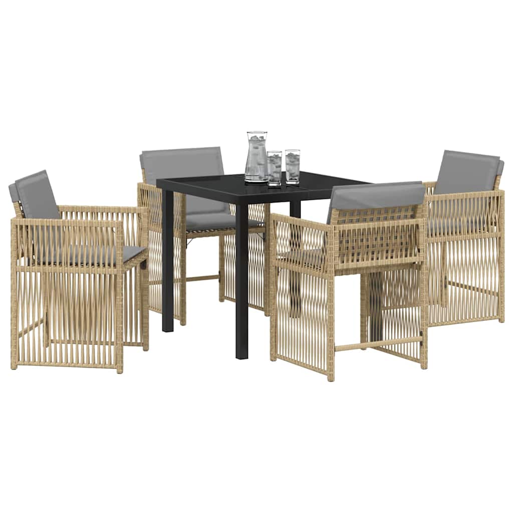 Kert étkező szett 5 pcs Bézs polirattan