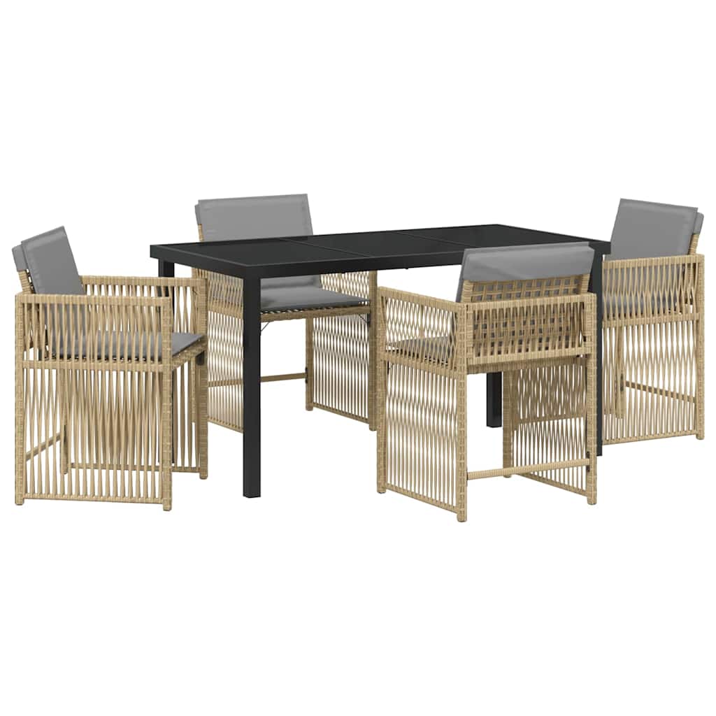 Kert étkező szett 5 pcs Bézs polirattan