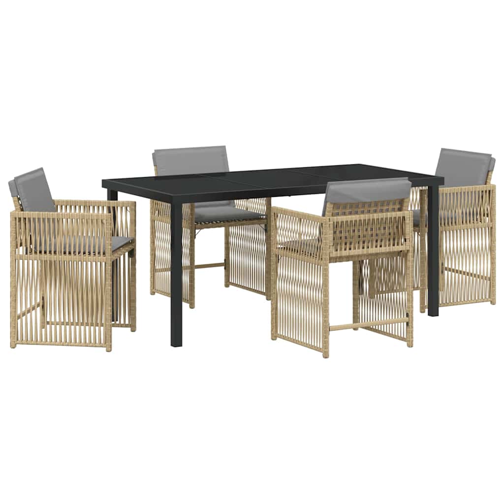 Kert étkező szett 5 pcs Bézs polirattan