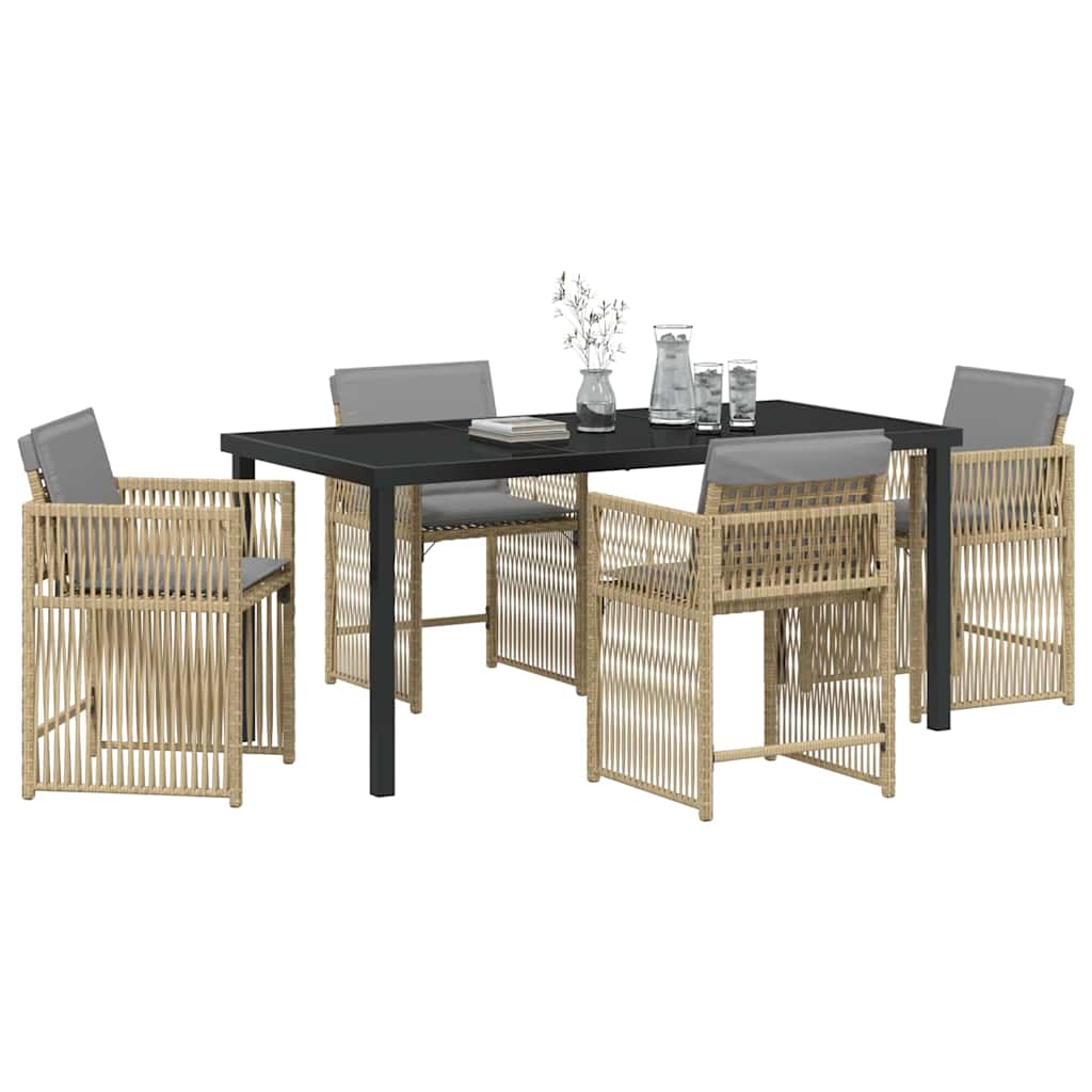 Kert étkező szett 5 pcs Bézs polirattan