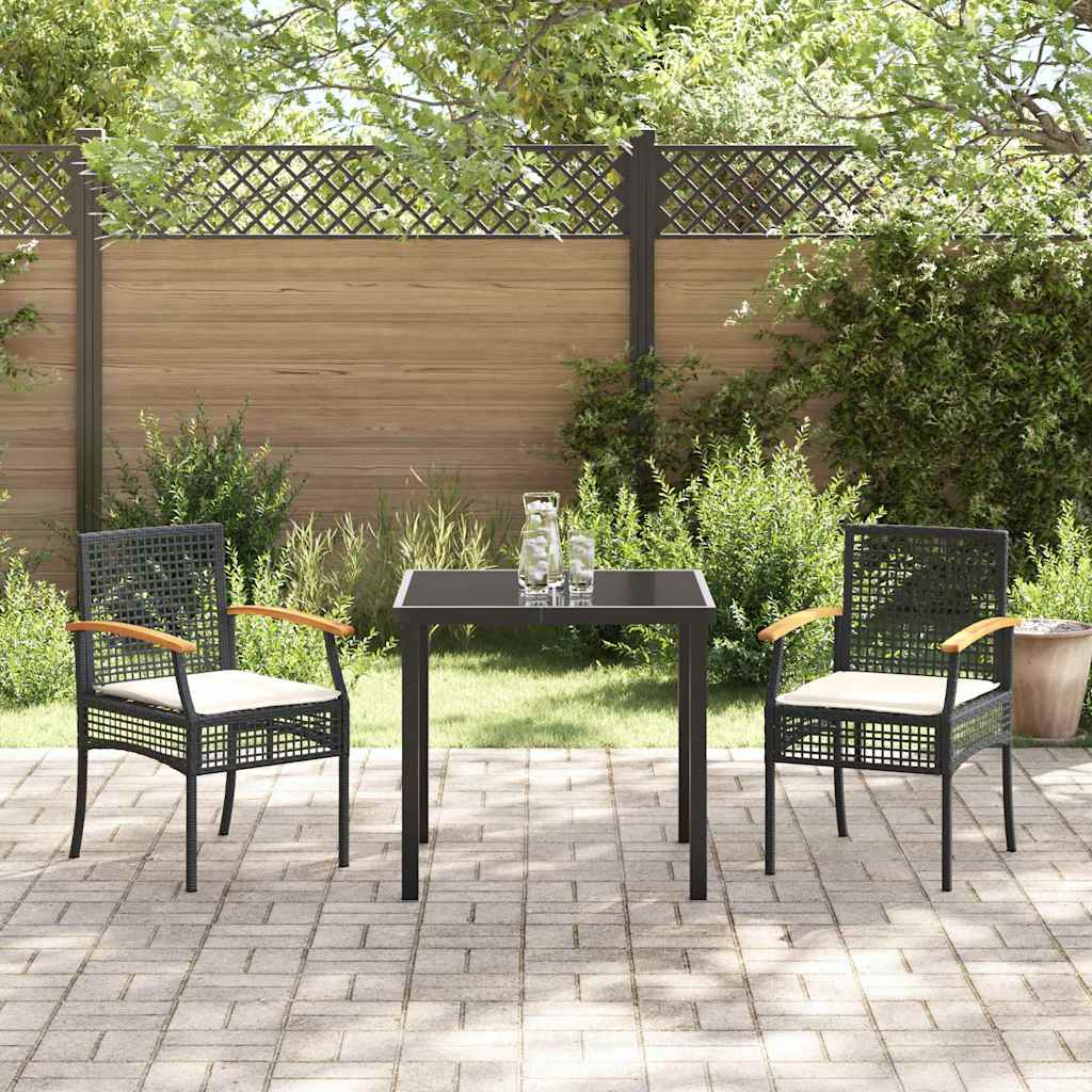 Kert étkező szett párnával 3 pcs Fekete Rattan