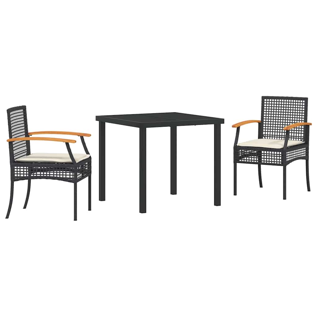 Kert étkező szett párnával 3 pcs Fekete Rattan