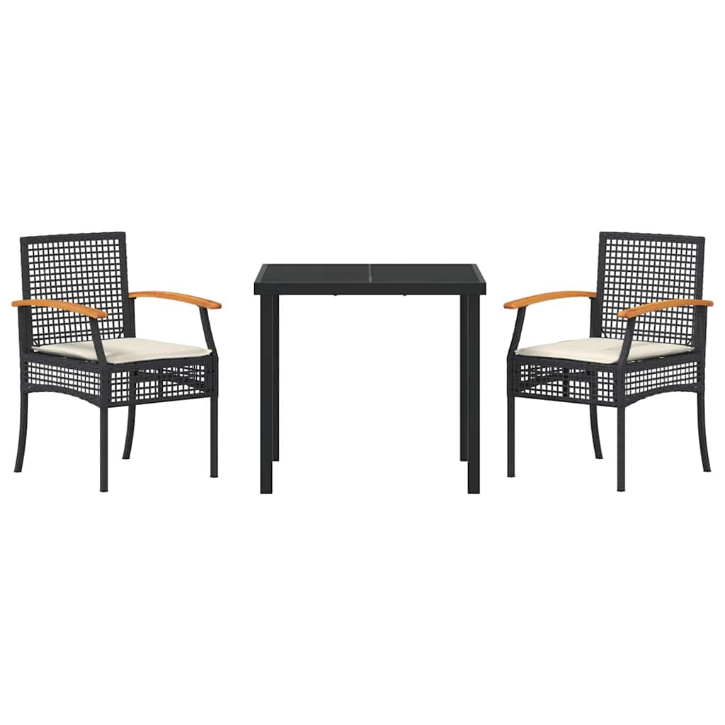 Kert étkező szett párnával 3 pcs Fekete Rattan