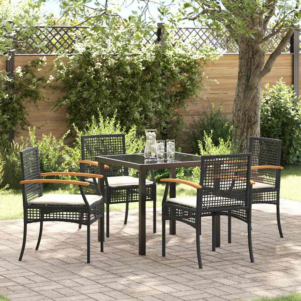 Kert étkező szett párnával 5 pcs Fekete Rattan