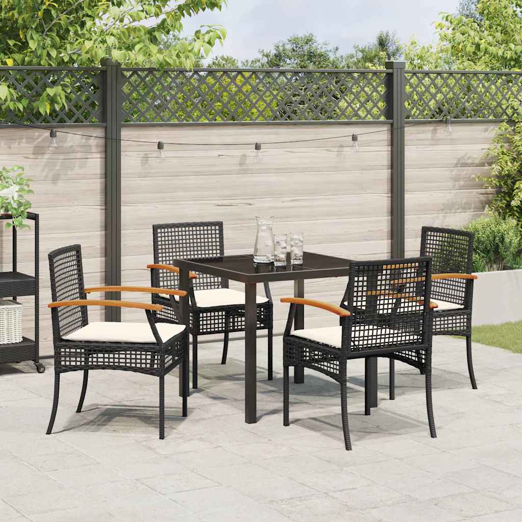 Kert étkező szett párnával 5 pcs Fekete Rattan