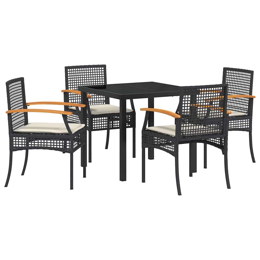 Kert étkező szett párnával 5 pcs Fekete Rattan