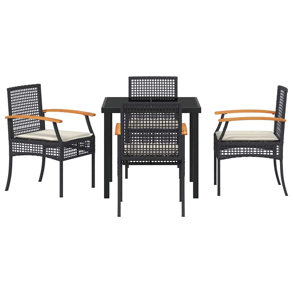 Kert étkező szett párnával 5 pcs Fekete Rattan