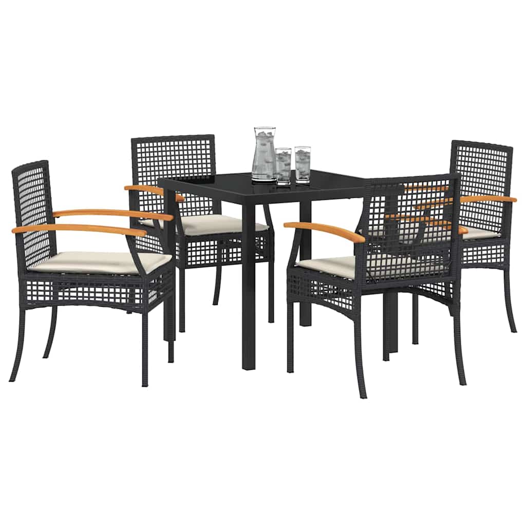 Kert étkező szett párnával 5 pcs Fekete Rattan