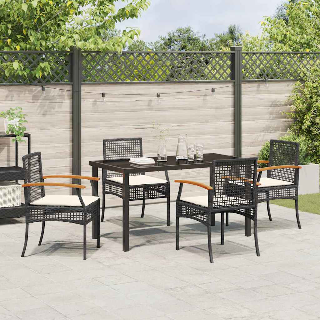 Kert étkező szett párnával 5 pcs Fekete Rattan