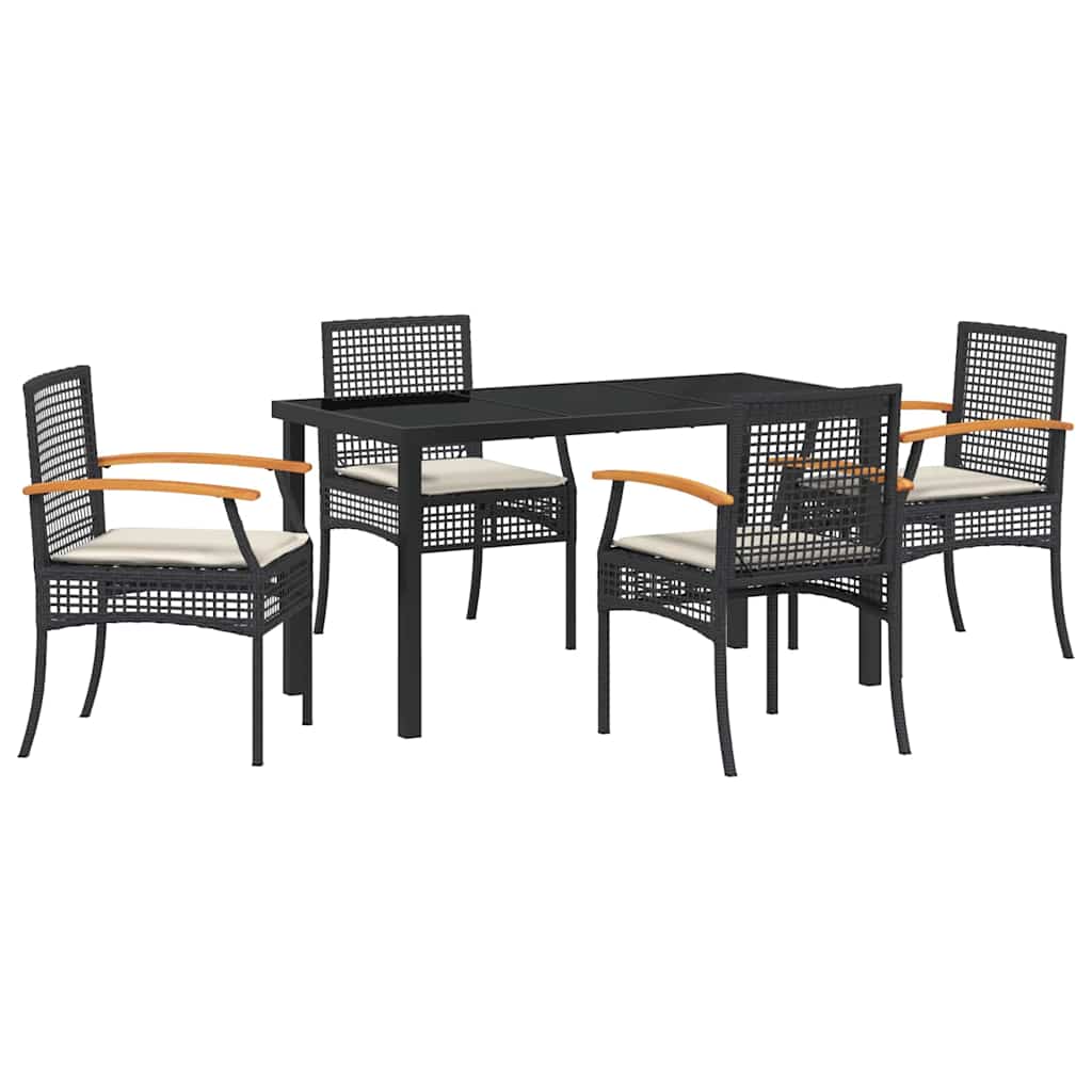 Kert étkező szett párnával 5 pcs Fekete Rattan
