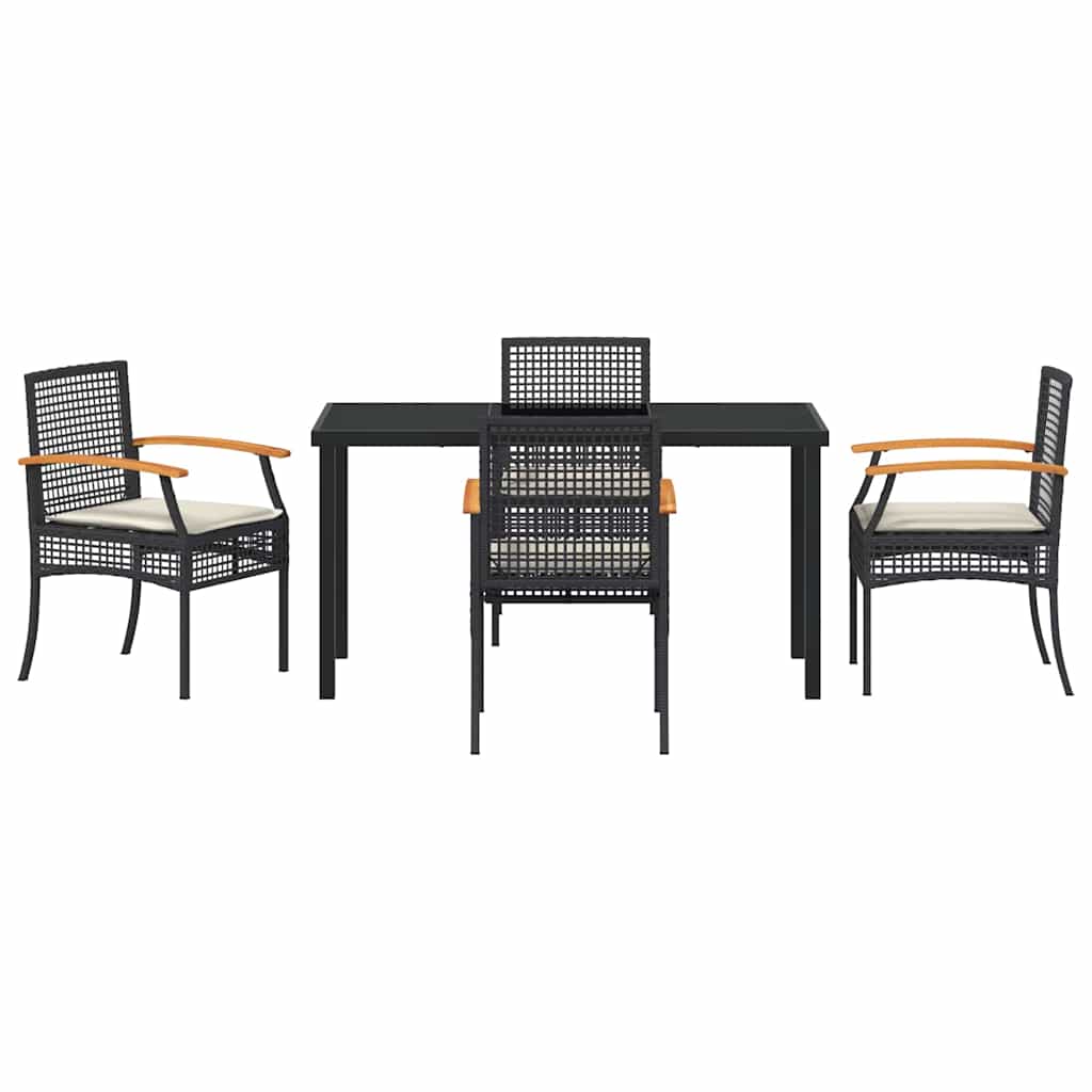 Kert étkező szett párnával 5 pcs Fekete Rattan