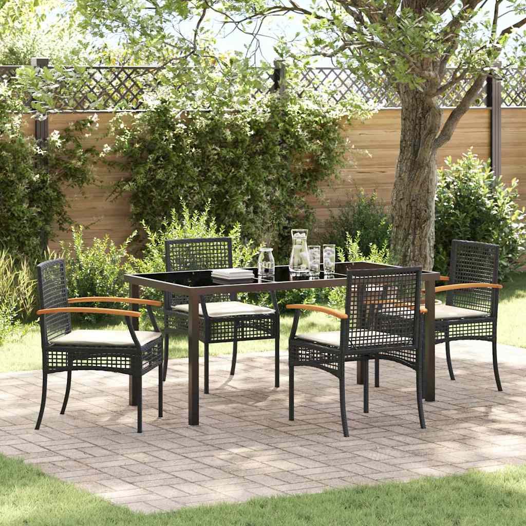 Kert étkező szett párnával 5 pcs Fekete Rattan