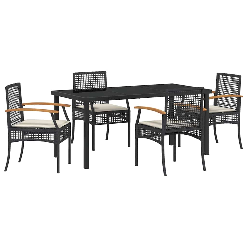 Kert étkező szett párnával 5 pcs Fekete Rattan