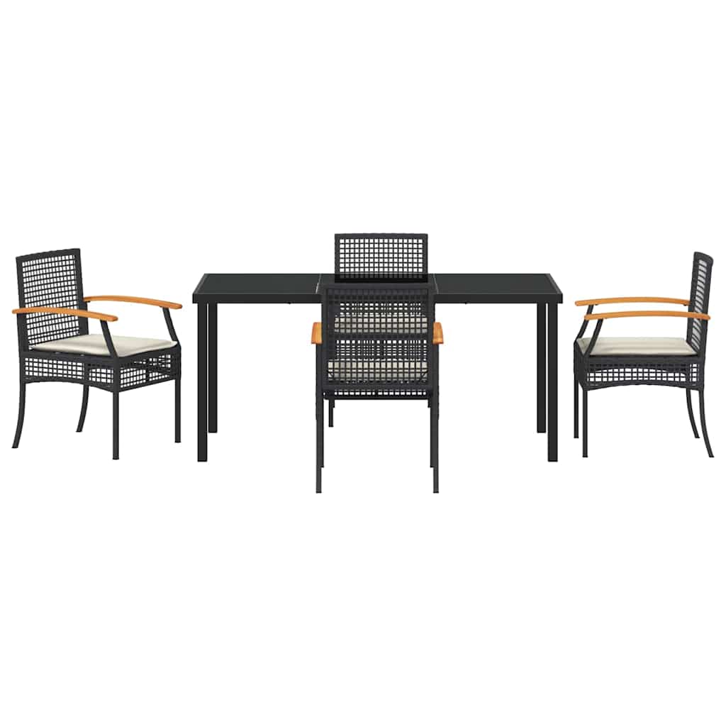 Kert étkező szett párnával 5 pcs Fekete Rattan