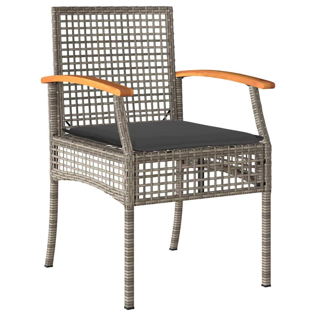 Kert étkező szett párnával 5 pcs Szürke és fekete Rattan