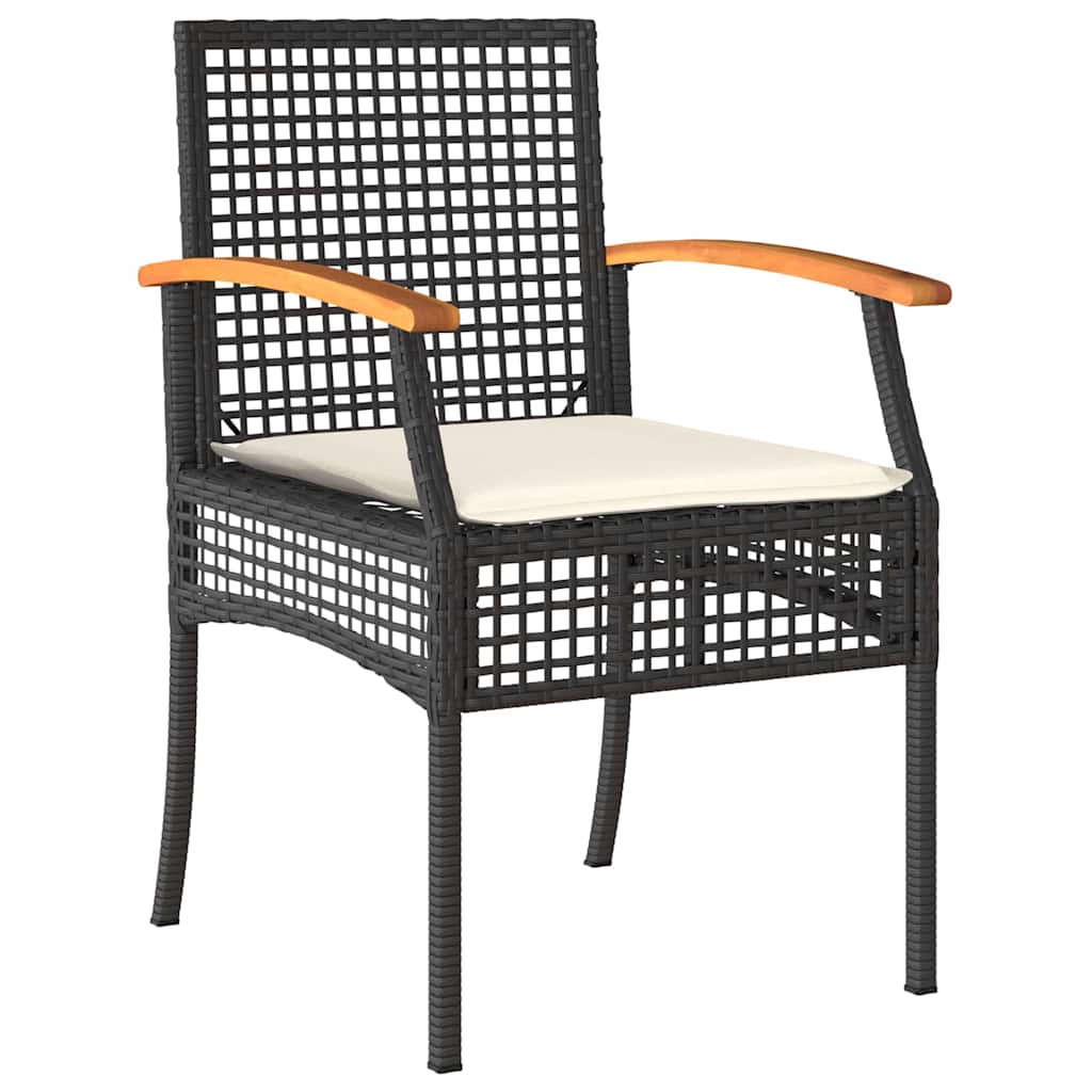 Kert étkező szett párnával 7 pcs Szürke és fekete Rattan