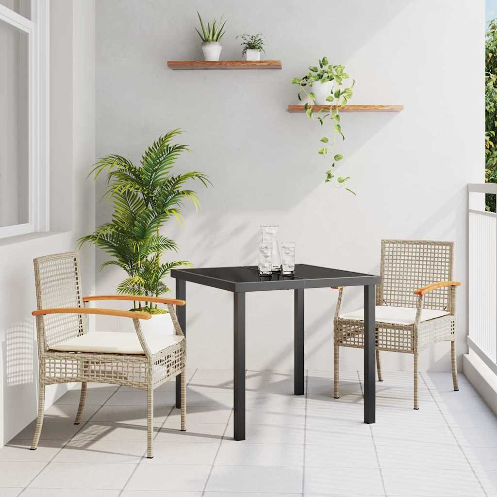 Kert étkező szett párnával 3 pcs Beige és fekete Rattan