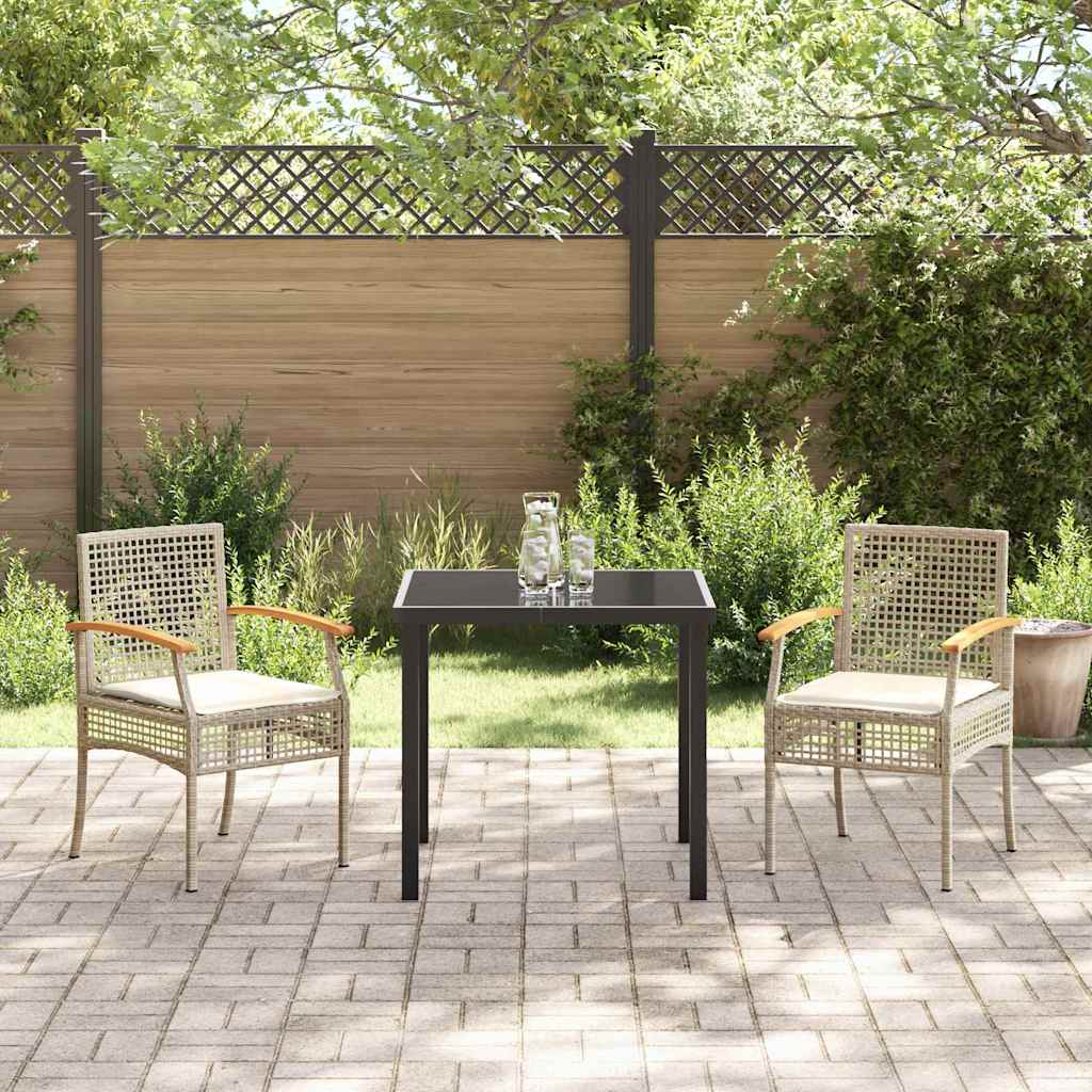 Kert étkező szett párnával 3 pcs Beige és fekete Rattan